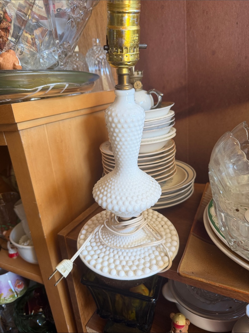 Vintage milk glass lamp